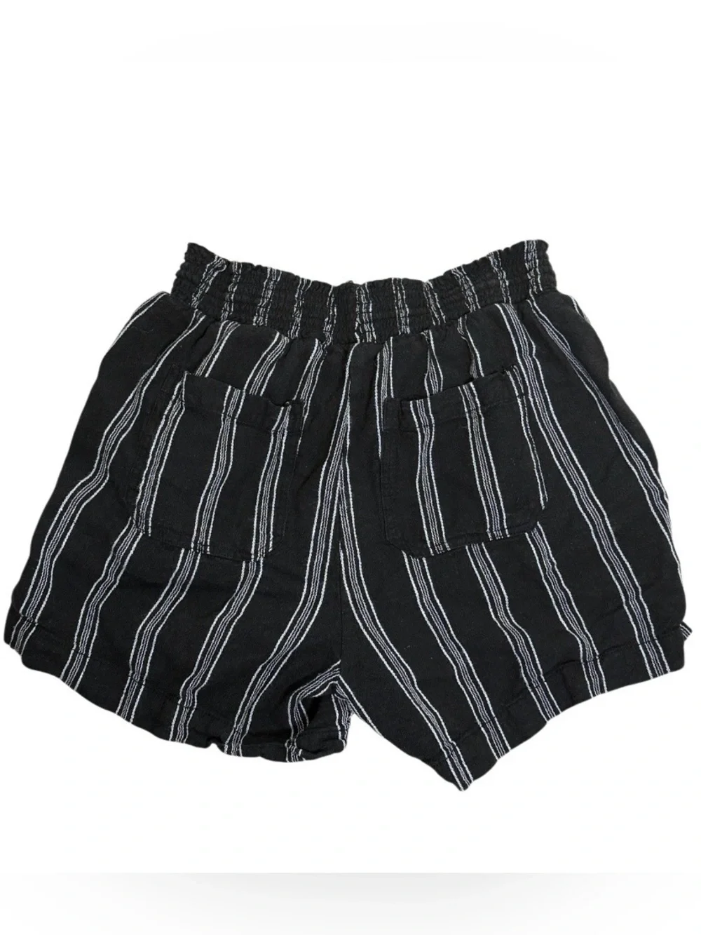 Briggs New York Black & White Striped High-Waist Drawstring Shorts Size M